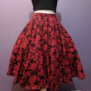 Hell Bunny Sz S gothabilly red/black circle skirt